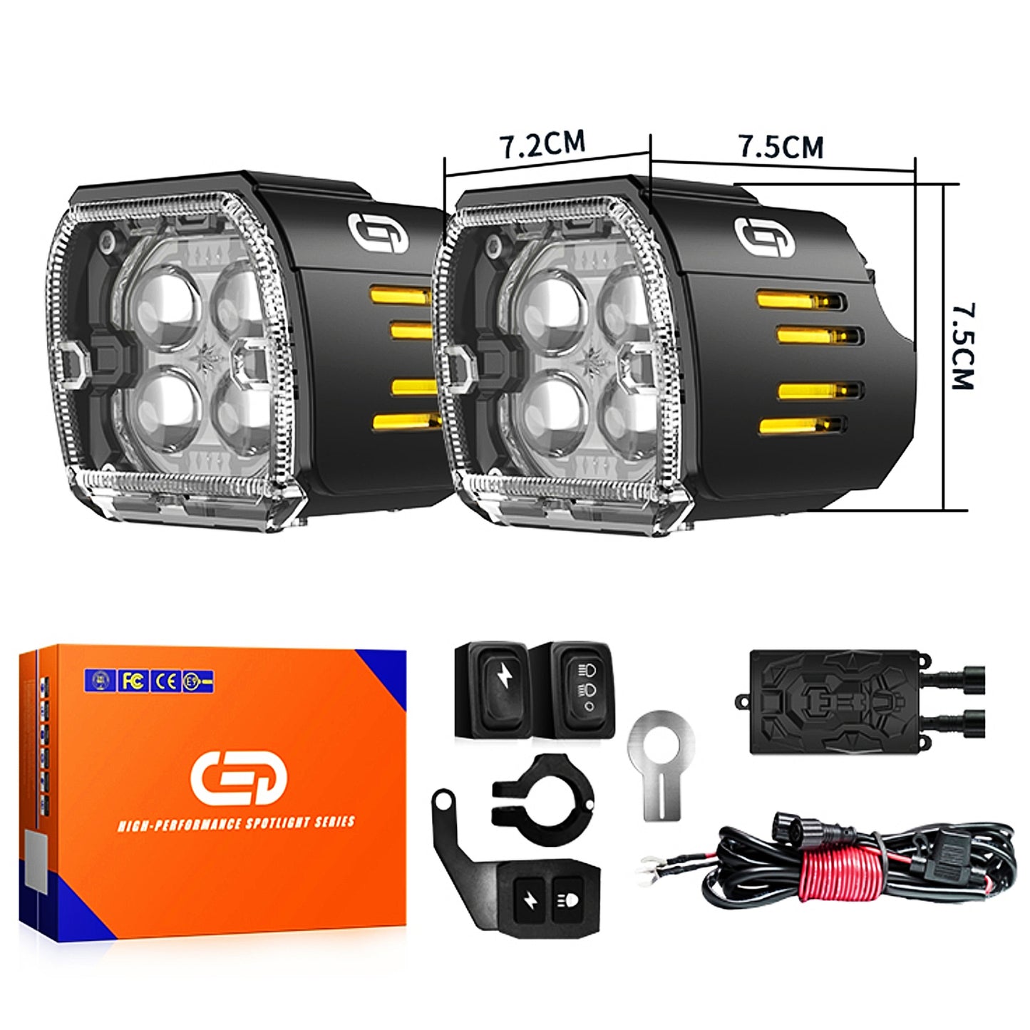 MONDEVIEW JRY-22 Farol LED Auxiliar Profissional para Motociclos | 28000LM Bi-Color | IP67 à Prova de Água