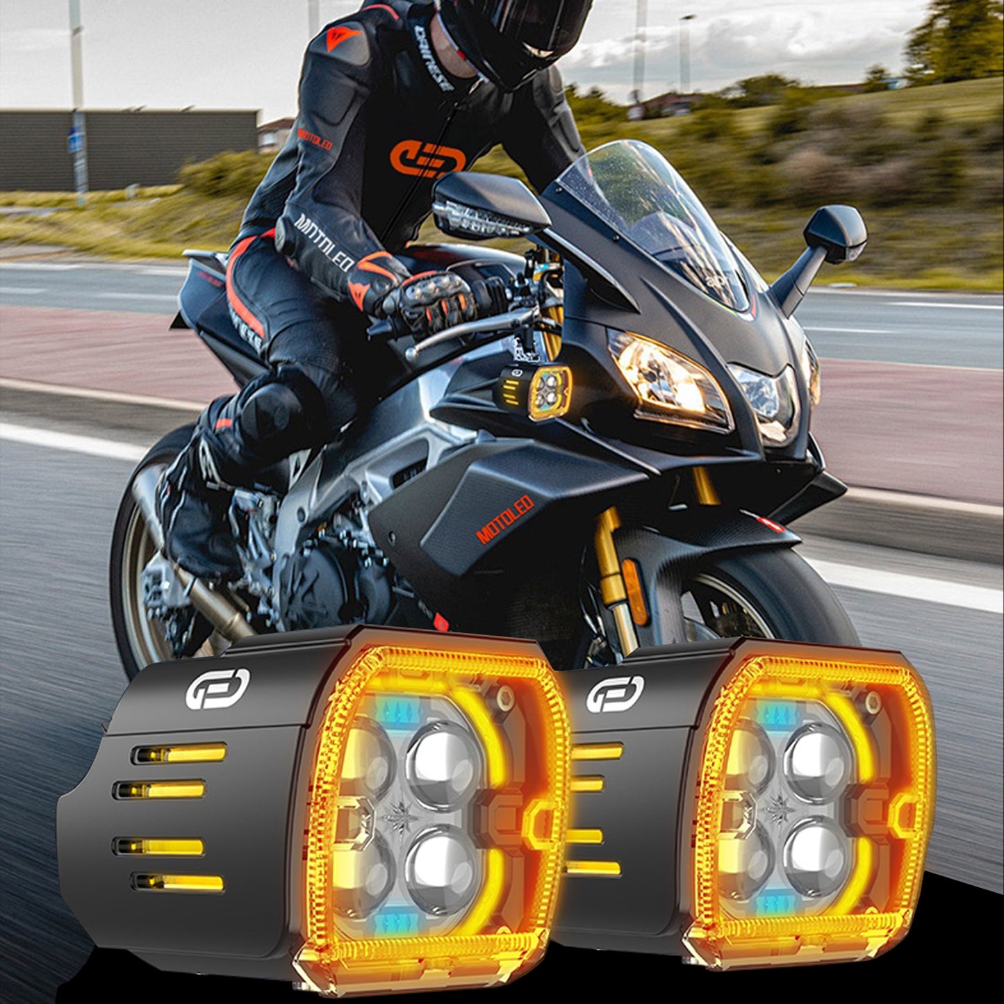 MONDEVIEW JRY-22 Farol LED Auxiliar Profissional para Motociclos | 28000LM Bi-Color | IP67 à Prova de Água