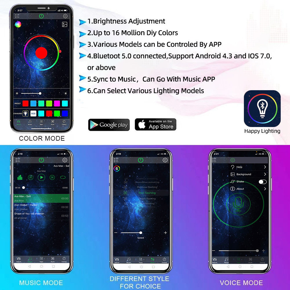 Kit de Luzes MONDEVIEW RGB para Baixo do Veículo | 8 Módulos de Luzes LED Inteligentes | Controlo por Aplicação | 16 Milhões de Cores | Impermeabilidade IP67 | Sincronização com Música | Solução Premium de Iluminação Automóvel